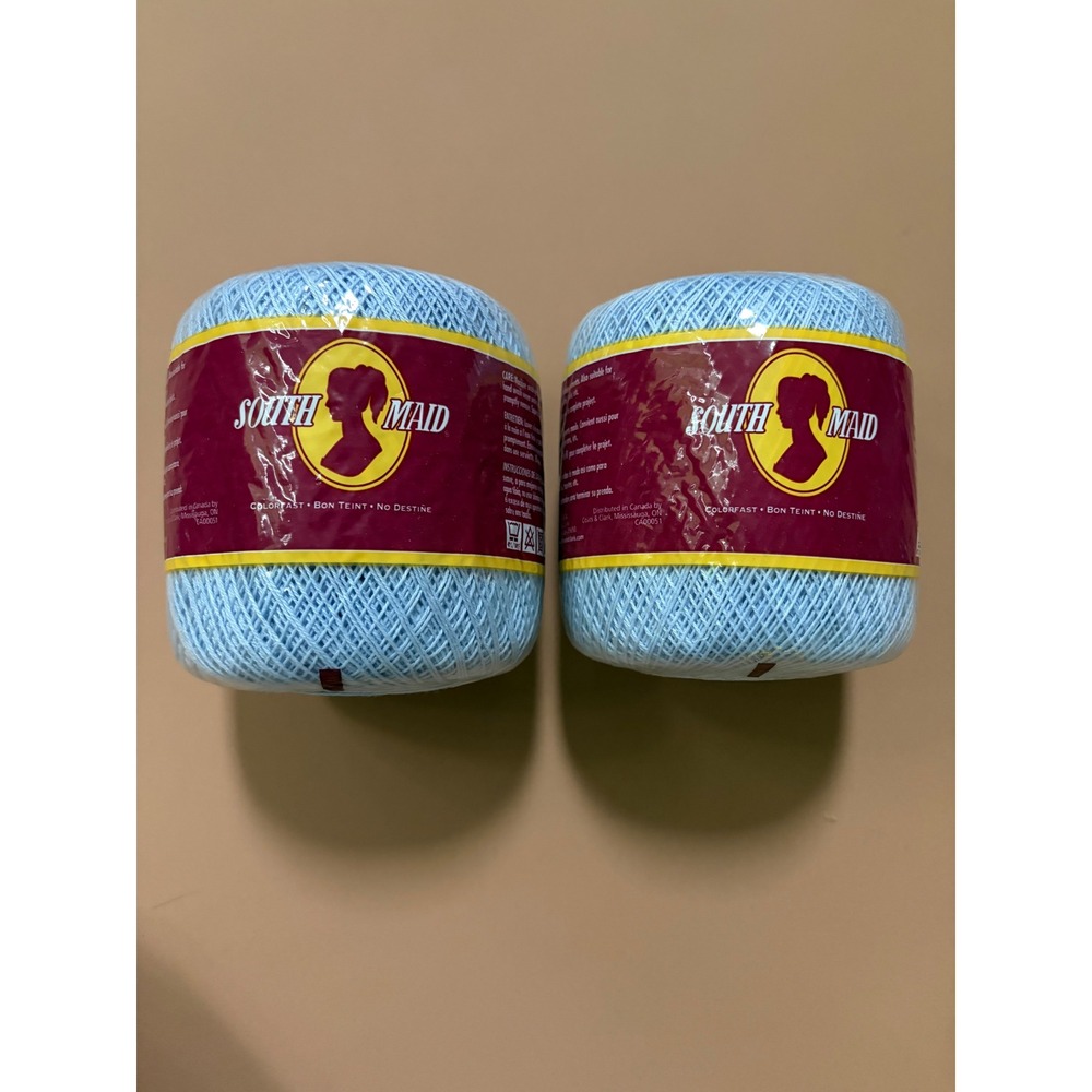 x2 South Maid Crochet Thread 479 Bridalโ Blue Size 10 Mercerized Cotton 700yd